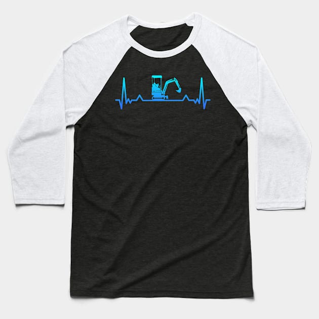 Digger Excavator Heartbeat Dad Gift Baseball T-Shirt by qwertydesigns